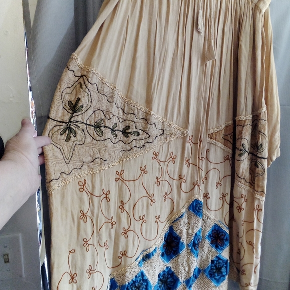 💥VINTAGE PATCHWORK EMBROIDERED GYPSY HIPPIE INDIA MAXI SKIRT CROCHET ONE SIZE - Picture 7 of 15